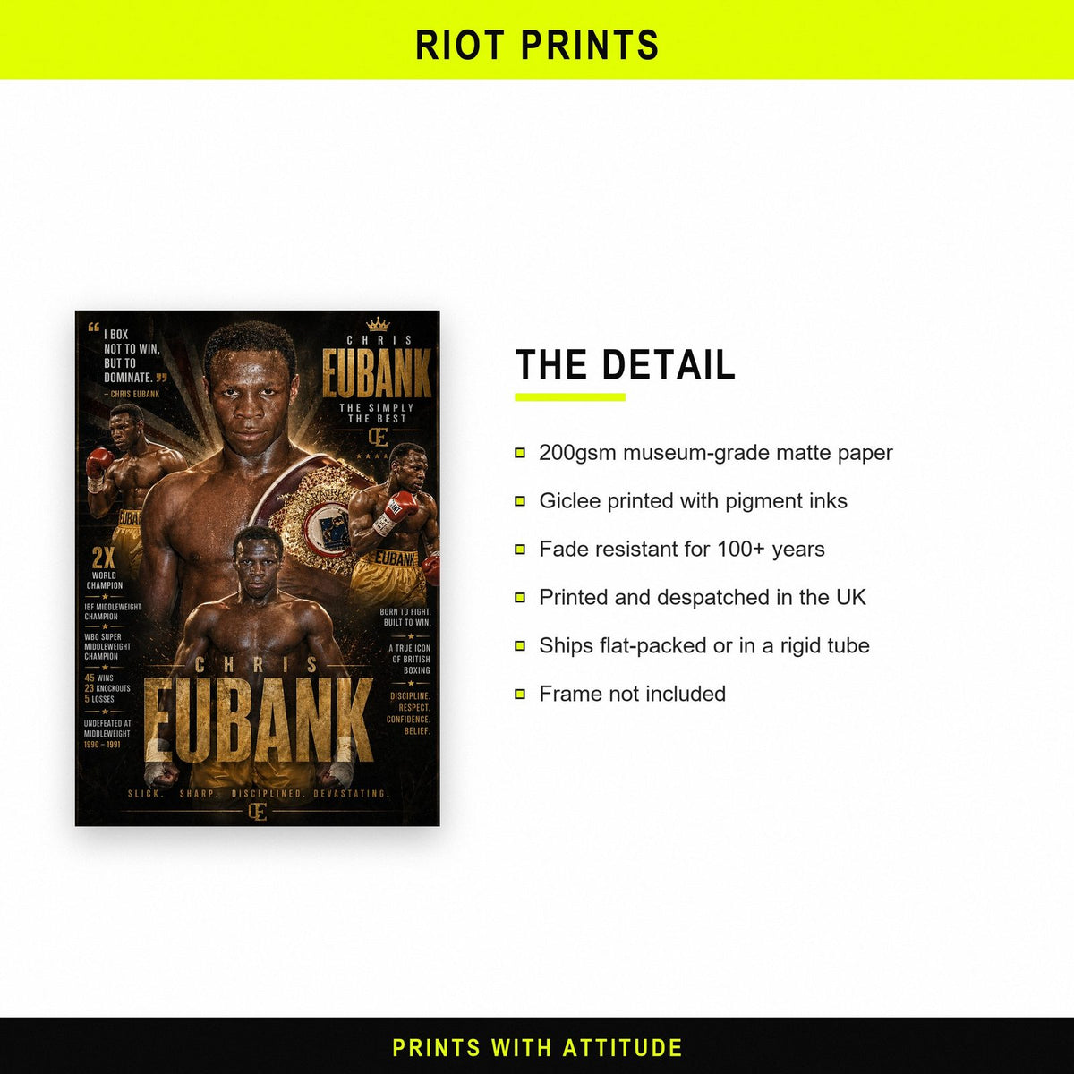 Chris Eubank Boxing Poster paper and printing specification