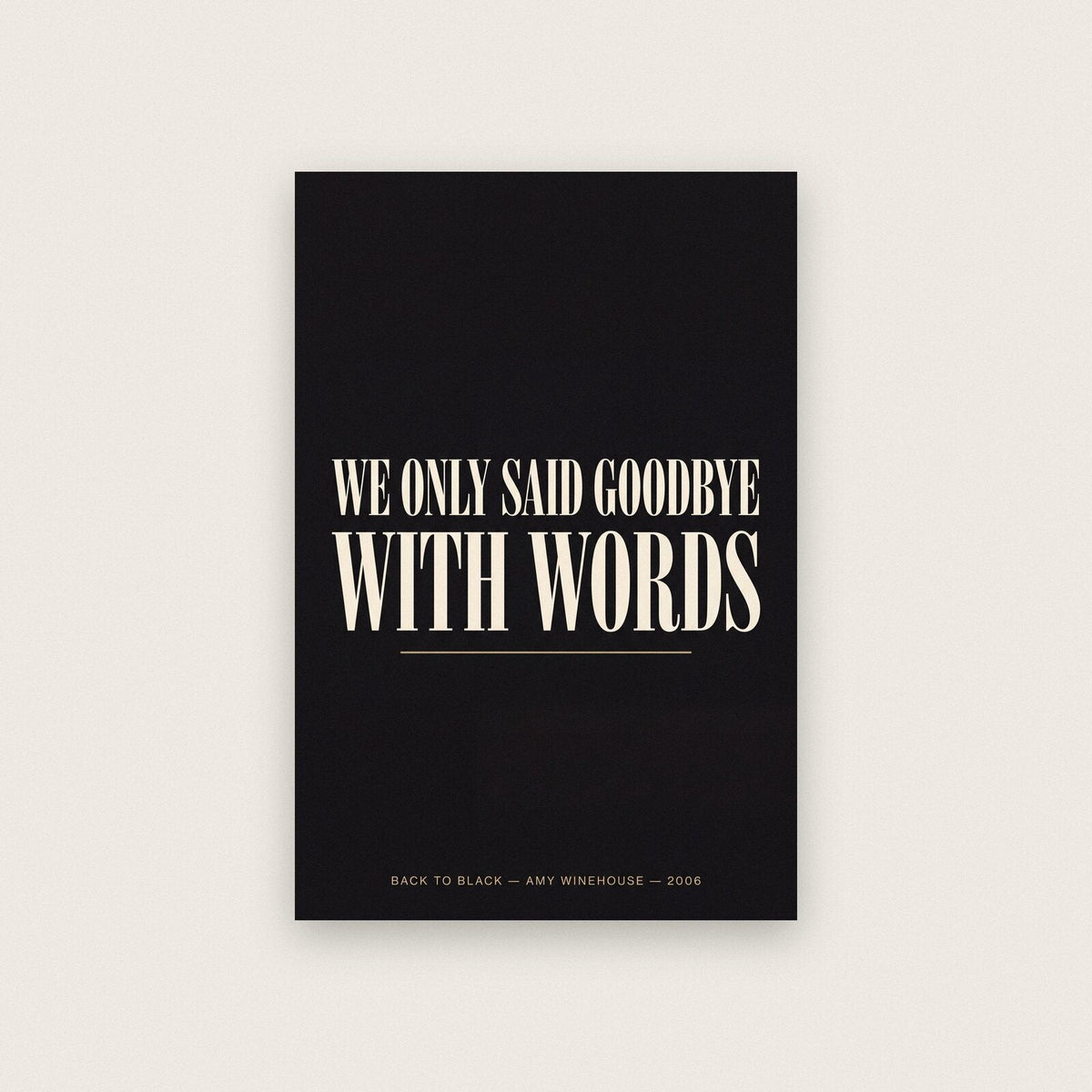 Back To Black Lyrics Print