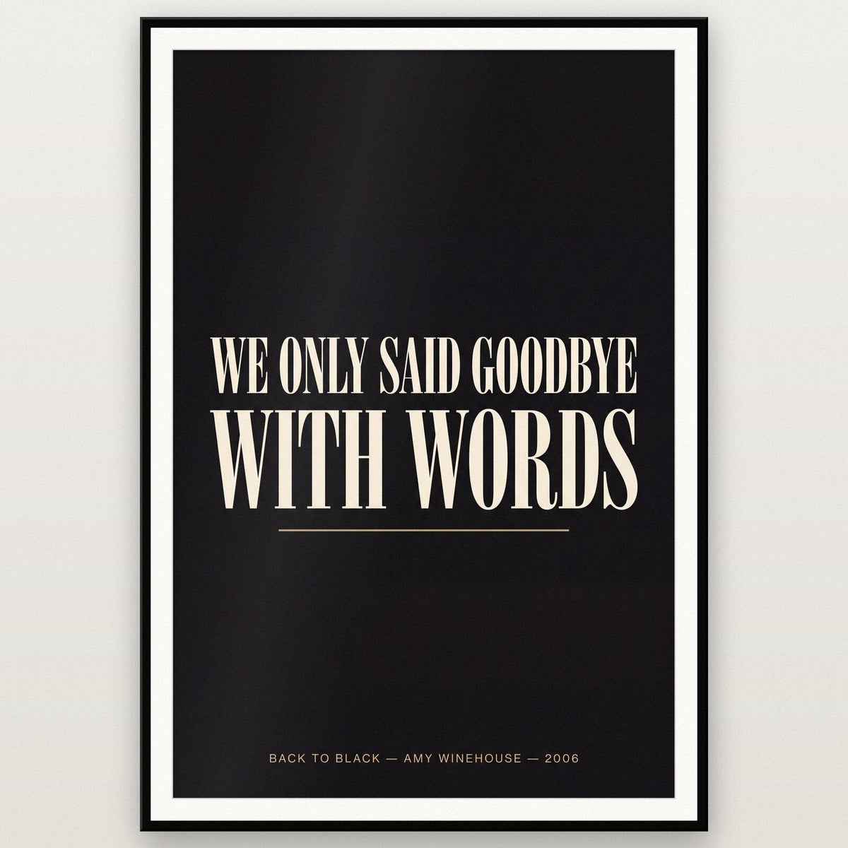 Back To Black Lyrics Print
